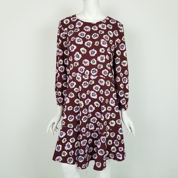 LOFT Dresses & Skirts - *SOLD* LOFT Maroon Floral Career Midi Dress Size 10